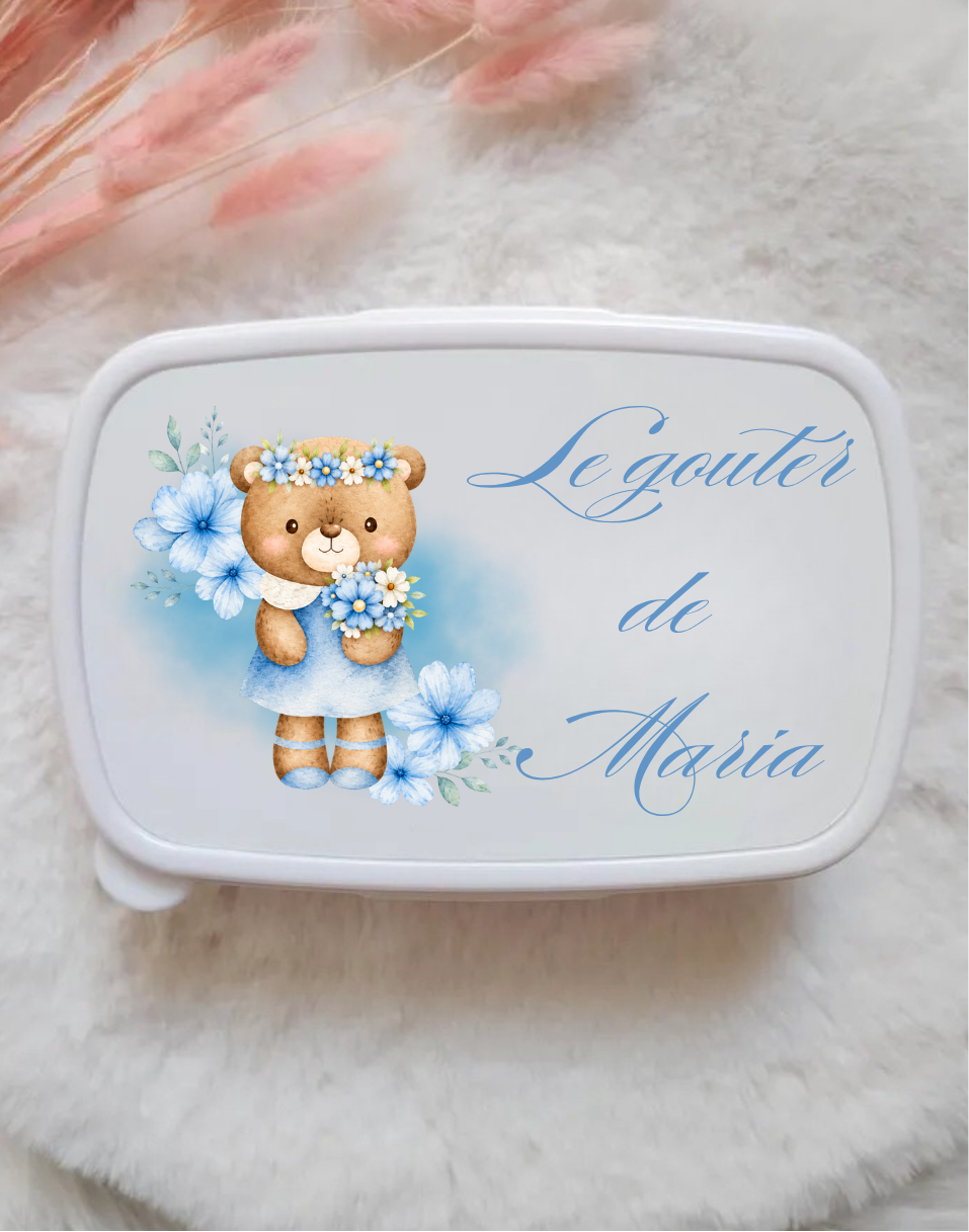 Boîte à goûter – Petit ourson fleuri
