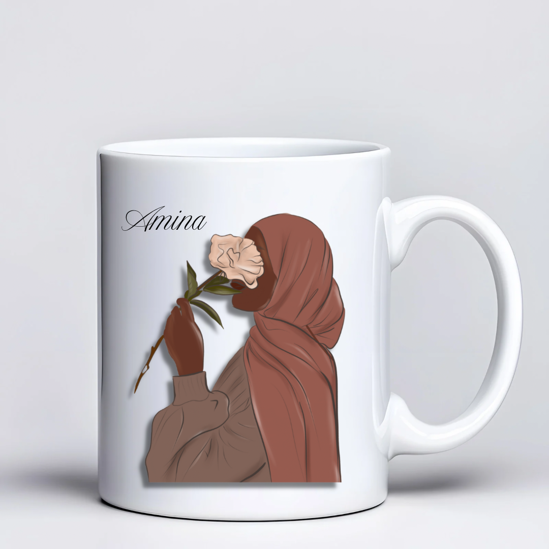 Mug personnalisée-illustration femme voilée fleur