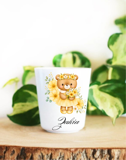 Gobelet – Petit ourson fleuri