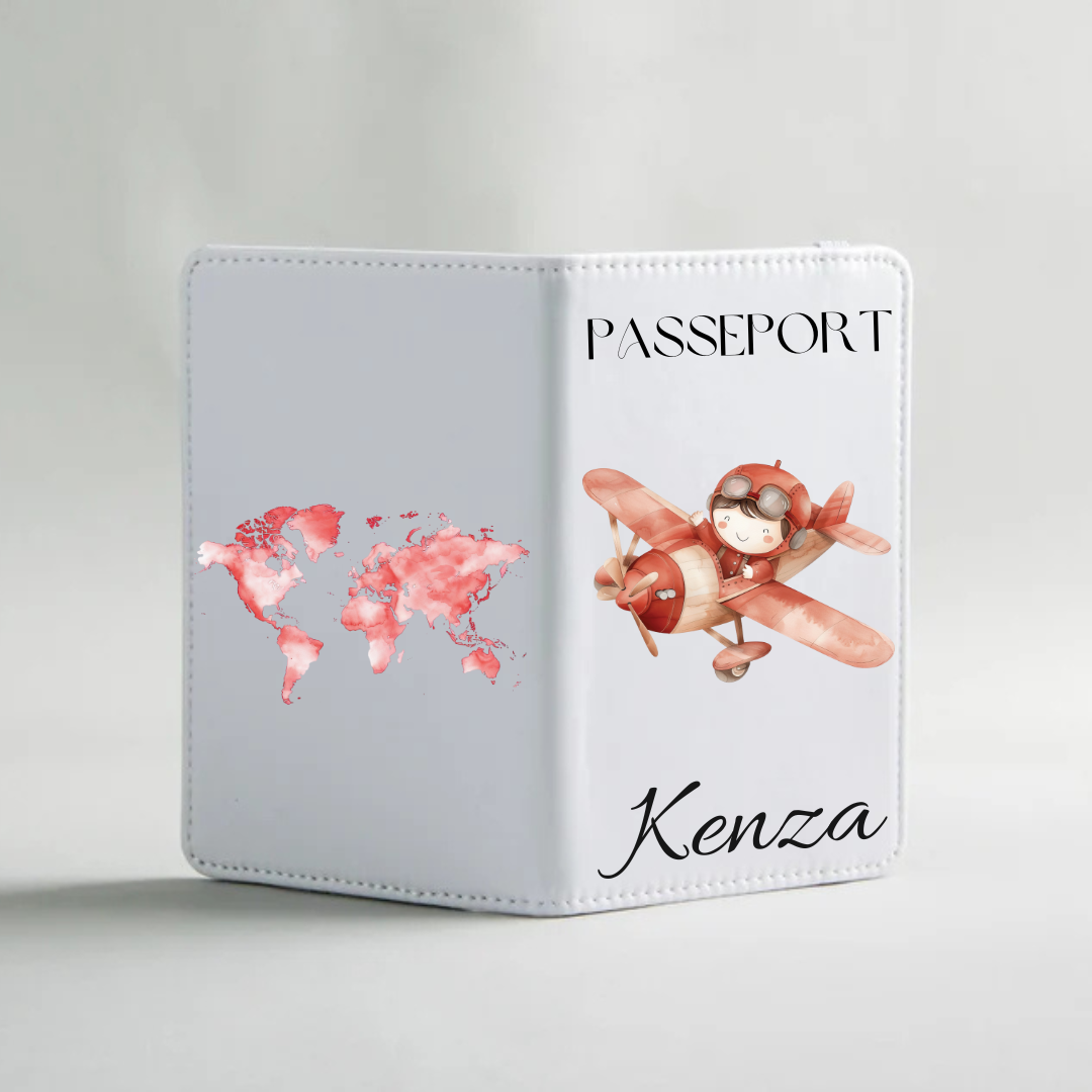Protège-passeport enfant fille – Ourson aviateur