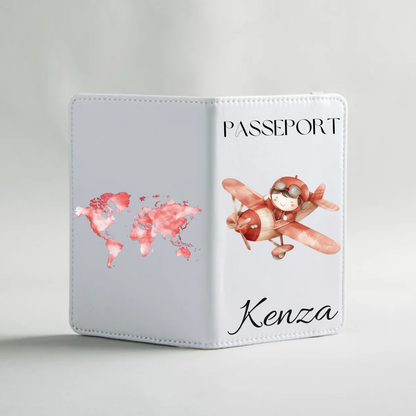 Protège-passeport enfant fille – Ourson aviateur