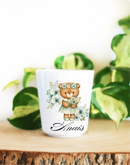 Gobelet – Petit ourson fleuri
