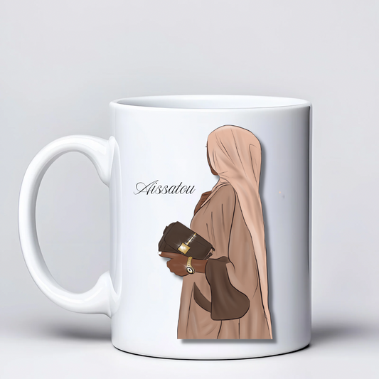 Mug personnalisé – Illustration femme voilée élégante