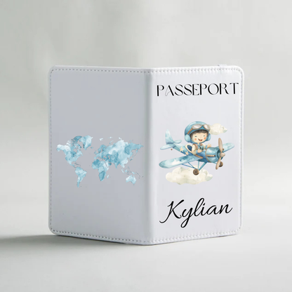 Protège-passeport enfant garçon – Ourson aviateur