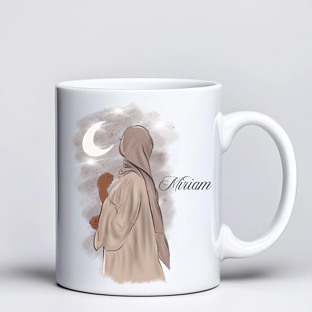 Mug personnalisé - Illustration femme voilée & lune