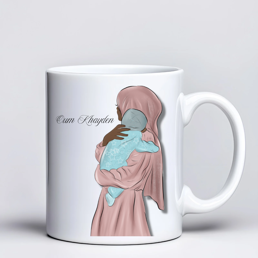 Mug personnalisé – Illustration femme voilée avec bébé
