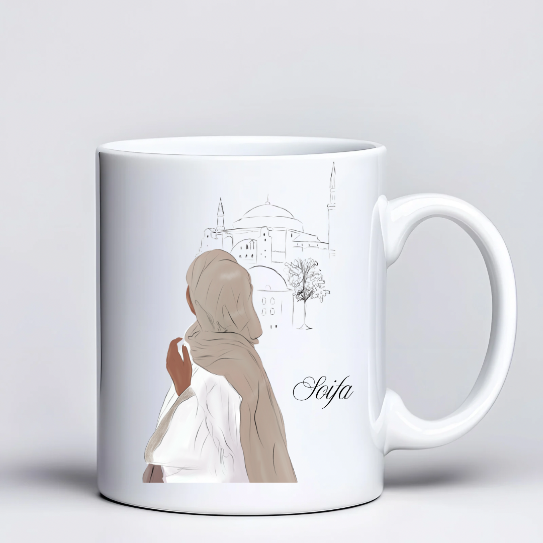 Mug personnalisé – Illustration femme voilée avec mosquée