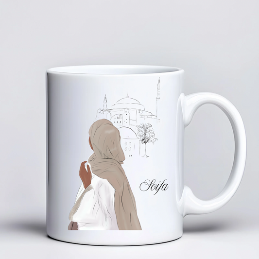 Mug personnalisé – Illustration femme voilée avec mosquée